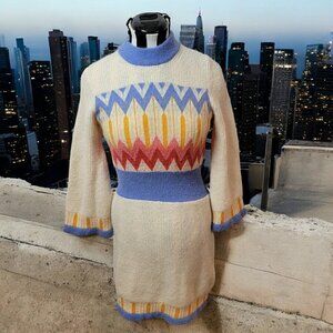 French Connection Neya Fair Isle Sweater Dress in Classic Cream - S